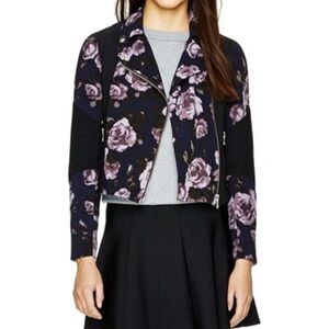 WILFRED Aritzia Montesson Dark Floral Motorcycle Biker Jacket Sz 00
